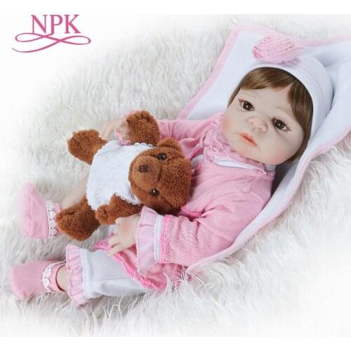 NPK 56cm lifelike reborn baby doll full vinyl silicone soft real gentle touch doll playmate for kids Birthday gift
