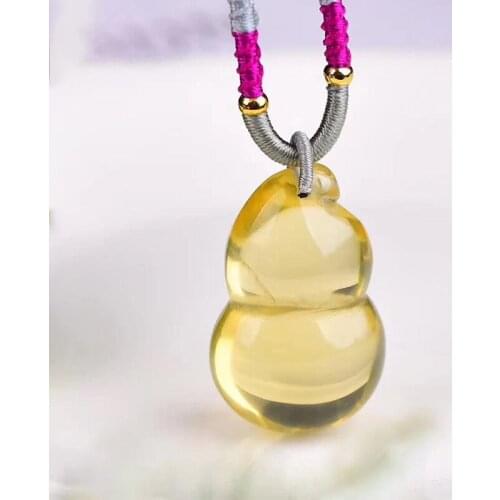 Wholesale Yellow Natural Crystal Pendant Gourd Pendant Crystal Necklace Lucky for Women Men Fashion Sweater Chain Jewelry