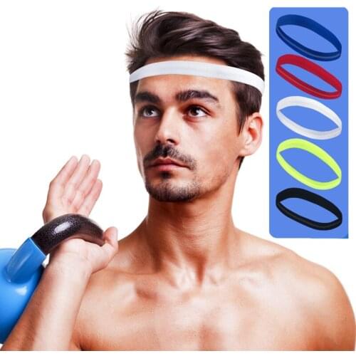 Sports Headband Men&Women Head Sweat Band Running Football Tennis Headscarf Silicone Anti-slip Elastic Sweatband Yoga HairBand