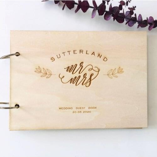 Wedding Wooden guest book Rustic black printing Guestbook Wedding memory Engraved guest book Custom guest book