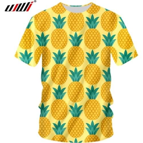 UJWI Tee Shirt Man Fashion O Neck 3D T Shirts Printed Yellow Pineapple Hip Hop 6XL Habiliment Homme Spring Tee Shirt