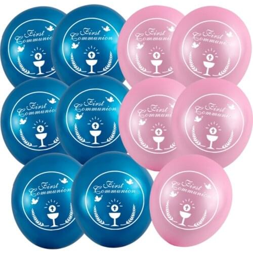 50 Pieces 10 inch Blue Pink First Communion Spanish Mi Primera Comunión Balloons For Kids 1st Communion Party Decoration Balloon