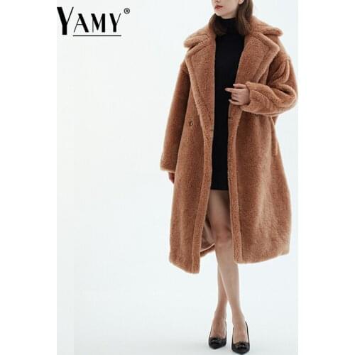 YAMY Fur Coats With Collar