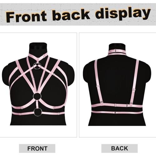 Pink Harness Fashion Hollow Bra Waist Size Suspender Belt Plus Size Busty Women Dance Costume Accessories Sword Belt Lingerie