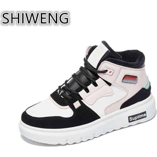 Winter new fashion plus velvet womens shoes fashion warm high top casual shoes soft soles comfortable small white shoes