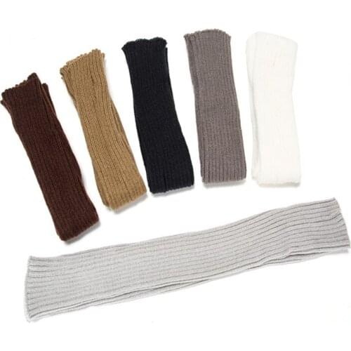 1 Pair Wool Knit Sleeves For Women Girls Winter Warm Wool Knit Sleeves Half Finger Gloves Stylish Smooth Knitted Mittens
