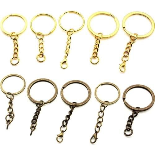 10pcs/lot 25 30 mm Metal Key Rings Key Chains with Lobster Clasps Keyrings Split Rings KeyChains Wholesale