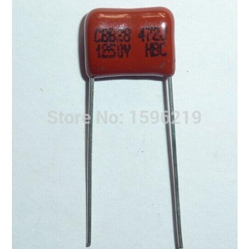 100pcs CBB capacitor 472 1250V 472J 1.25KV 4700pF 4.7nF P10 CBB28 Metallized Polypropylene Film Capacitor