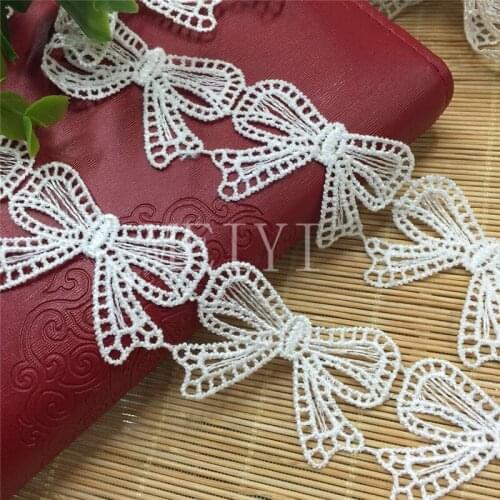 2Meter 35mm White Polyester Bowknot Lace Edge Trim Ribbon Fabric Embroidered Applique Sewing Craft Crochet Wedding Dress Clothes