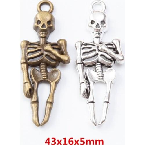 20 pieces of retro metal zinc alloy Skull pendant for DIY handmade jewelry necklace making 7157