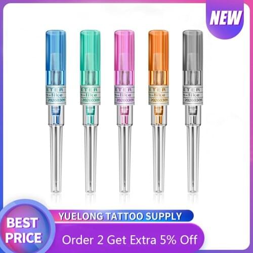 50PCS 14/16/18/20/22 Gauge Ear Nose Piercing Needles IV Catheter Needles for Piercing Sterilised Body Tattoo Piercings Tool