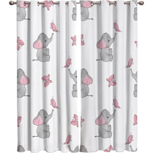 Africa Indian Elephant Window Curtain Living Room Decorative Curtain Panel Blackout Curtains for The Bedroom