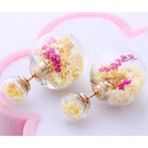 Freeshipping 50Set Double Glass Globe Pendant & Stud Earring Set DIY (14mm and 18mm glass) Glass Ball Bottle