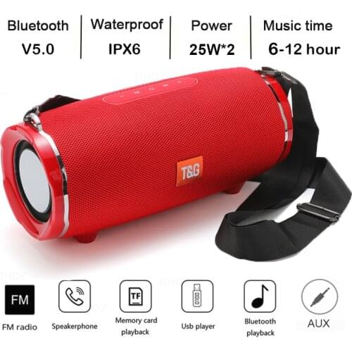 50W High Power Bluetooth Speakers TG187 Waterproof Portable Column For PC Computer Subwoofer Boom Box Music Center FM Radio AUX