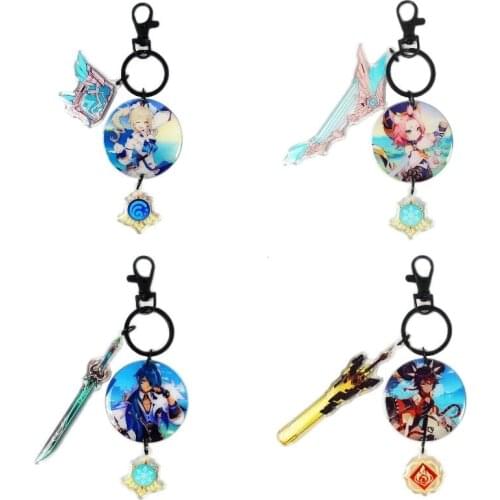Anime Keychains Genshin Impact Zhongli Qiqi Player Diluc Klee Xiao Man Key Chain For Womens BL Cute Bag Pendant Key Ring Gift