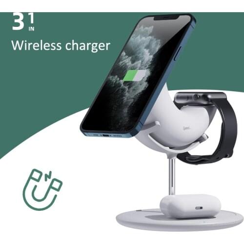 15W 3 in 1 Magnetic Fast Wireless Charger For Iphone 11 12 Mini Pro MAX For Apple Watch AirPods Por Xiaomi HauWei Holder