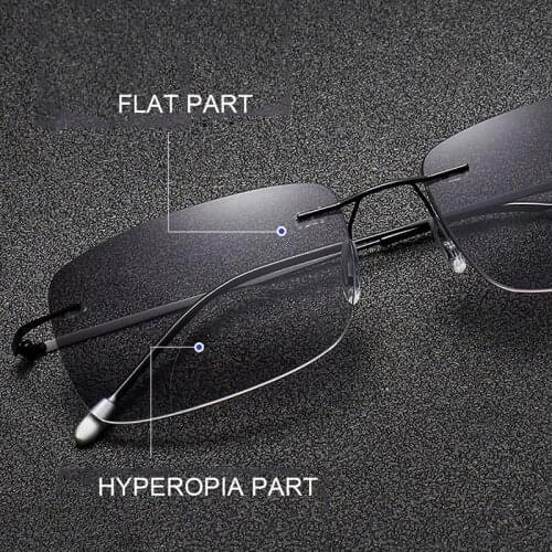 2021 Fashion Anti-blue Light Super-elastic Reading Glasses for Men Women Square Frameless Distance and Near presbyopia Glasses
