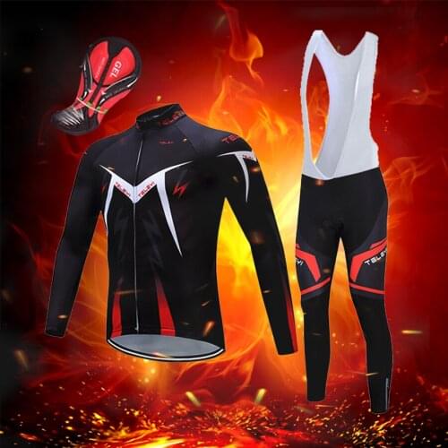 Pro Cycling Jersey Mens Winter Bib Set 2021 Warm Thermal Fleece Bike Clothing MTB Suit Male Mallot Bicycle Clothing Suit Dress