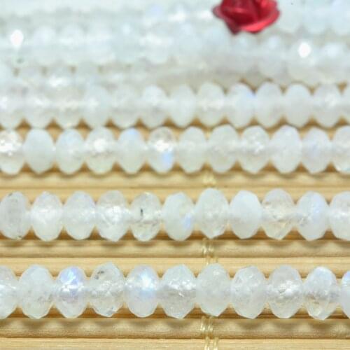 Natural Rainbow Moonstone Faceted Rondelle Loose Beads Wholesale Gemstone Semi Precious Stone Bracelet Necklace Jewelry Making