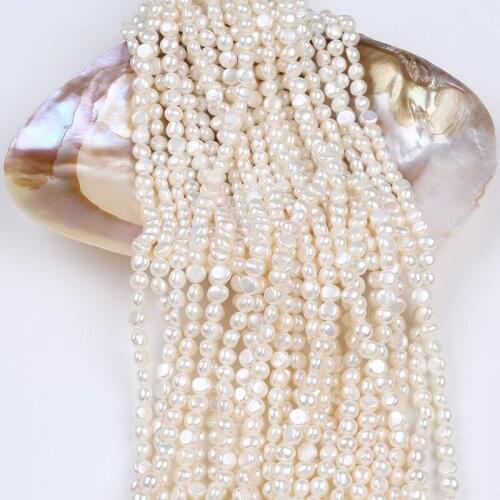 5-6mm White Raw Natural Freshwater Baroque Pearl Strand For Jewelry Making Grade AAA