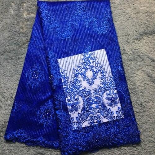 Latest African Laces Fabrics Embroidered African tulle French Lace Fabric With stones 2020 African French Net Lace M22882 blue