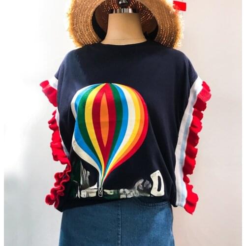 New Summer Chic Knitting Patchwork Casual Shirts for Women Fungus Edge Sleeveless O-neck Tops Spring All Match Loose Vest