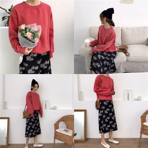 Harajuku Solid Sweatshirt Women Long Sleeve Hoodie Loose Women pullover Sweatshirts Casual Tracksuit