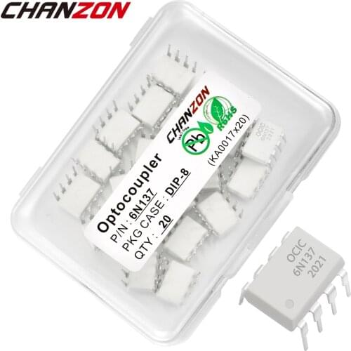 20PCS Optocouplers 6N137 6N137M EL6N137 DIP8 DIP-8 Optoisolator Opto Coupler New and Original IC In Stock Chanzon