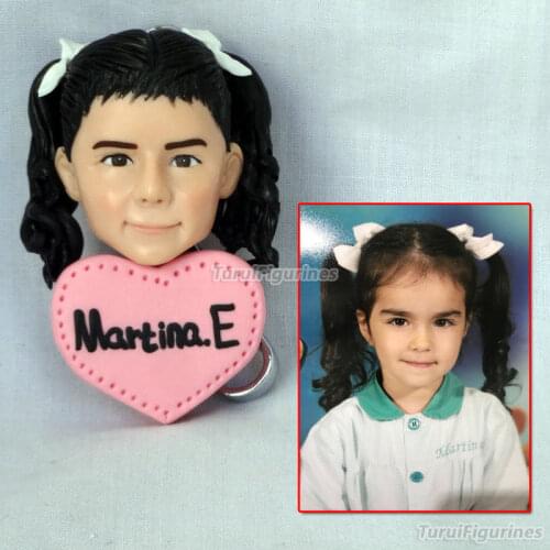 Customized keychains with logo human face keyring custom handmade key chain polymer clay doll figurine gift for girl woman