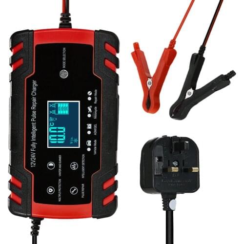 12V/24V 8A Full Automatic Intelligent Car Motorcycle Battery Charger Lead Acid AGM GEL LCD Display Power Charger Battery