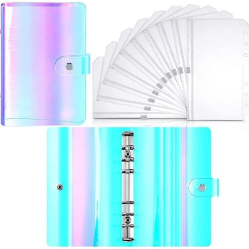 PPYY-A6 PVC Notebook Binder Cover 6 Round Ring Binder Cover for Travel Journal, Business Notebook, Office, School, Work