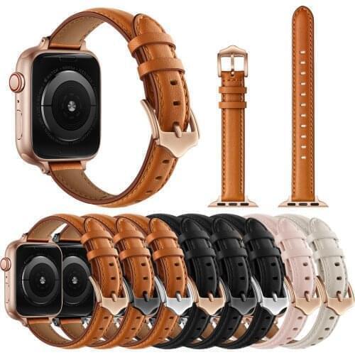 Genuine Leather Watchband for Apple Watch 44mm 40mm Business Stylish Strap Bracelet for Iwatch 38mm 42mm Series 6 5 4 3 2 1 SE