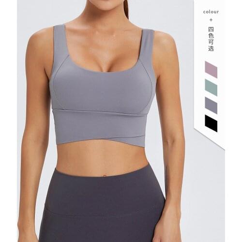 Yoga Sports vest Workout Gym Crop Top Women Push-up Naked-Feel Vest Underwear Womens Fitness Padded Running Bra Halter Yomoriee