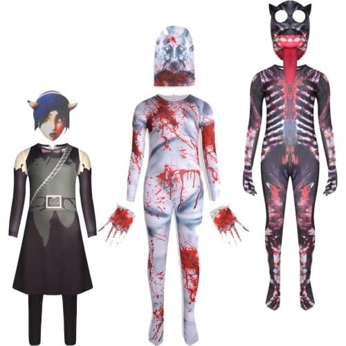 Halloween Scary Game Costume Child New Cosplay One-piece Siren Head Surrounding SCP-096 Acting Costume Jumpsuits for Boys Girls