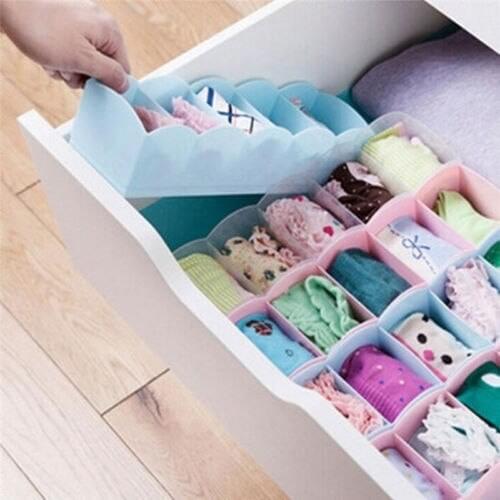 5 Slots Storage Box Solid Color Lightweight Underwear Bras Socks Storage Box Organizer Clothes Drawer Divider