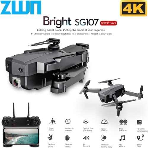 ZWN SG107 Mini Drone with 4K WIFI FPV HD Dual Camera Quadcopter Optical Flow Rc Dron Gesture Control Kids Toy VS E58 E68 SG106