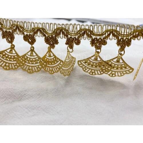 1yard Fringer Big Shell Paillette Tassel Ribbon Dancing Dress Wedding Party Suit Sewing Lace Fabric Braided Gold Lace Supplier