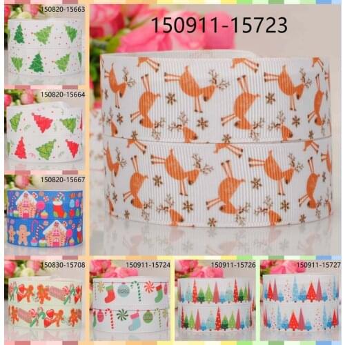 10yards -different sizes -Christmas tree & deer ribbon printed Grosgrain ribbon