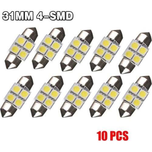 10pcs Car Roof Light RV Door Lamp White LED License Number Plate Lamp Bulb Interior Decorative Light 12V 31mm Car Accessories