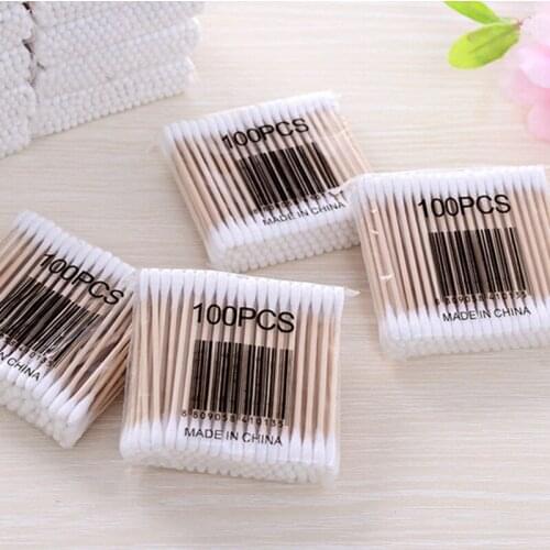 100Pcs/bag Disposable Cotton Swabs Double Head Cotton Buds Cotton Tipped Applicator For Beauty Makeup Nose Ears Cleaning