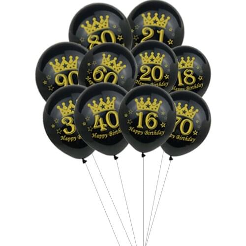 12inch Digital Printing Latex Balloon Birthday Party Anniversary Decoration Supplies Crown Star Pattern Rose Gold Black Yellow