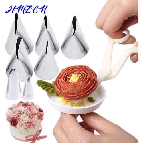5PCS Rose Petals Stainless Steel Icing Piping Nozzles Fondant Cake Decorating Pastry Sets Tools Bakeware