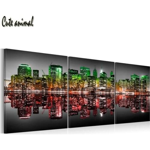 3 PCS Needlework Diy 5d Diamond Painting New York City Night View Cross Stitch 2020 Diamond Embroidery Rhinestone new Home Decor