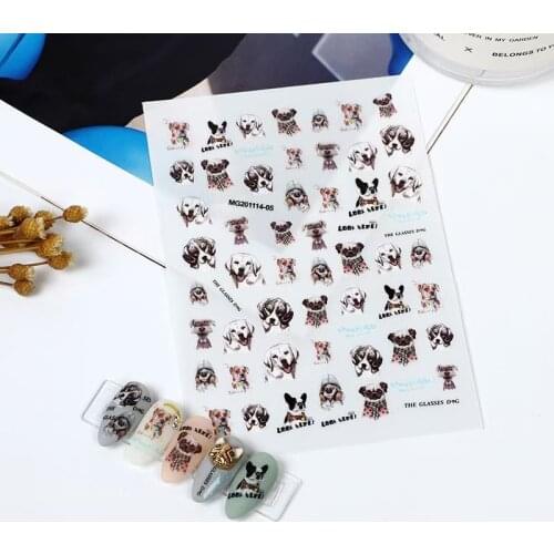 3D Nail Sticker Dog and Cat Design DIY Tips Nail Art Ornament Packaging Self Adhesive Transfer Decal Slider