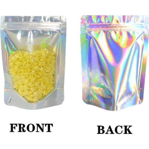 50pcs/lot Laser Aluminum Foil Mylar Zip Lock bags Clear Hologram Rainbow Stand Up Zip Lock Plastic Packaging Bag with Tear Notch