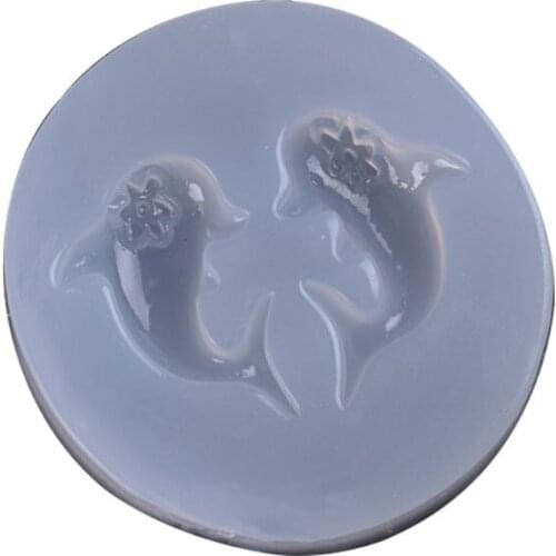 ANGELADY 1PC Mini 3D Dual Dolphins Shape Epoxy Resin UV Glue Crafts Silicone Mold Creative DIY Art Pendant Brooch Jewelry Tool