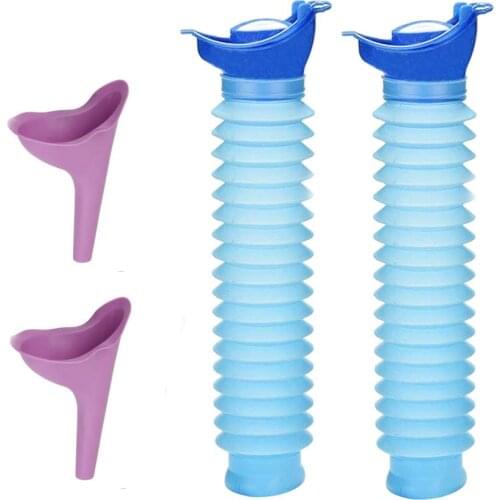 Emergency Toilet Urinal Outdoor Urine Bottle Funnel 4Pcs Shrinkable Mobile Toilet Potty Pee Men Women and Kids Urination Device