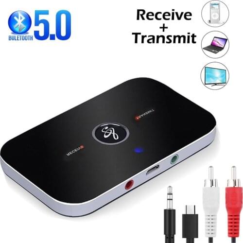 Upgraded B6 Bluetooth 5.0 Transmitter Receiver No Battery Wireless Audio Adapter PC TV 3.5mm AUX Jack Music Receiver Car Kit