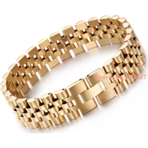 Fashion Bracelet Men Gold Stainless Steel Bracelets & Bangles Punk Jewelry Friendship Gift Free Shipping