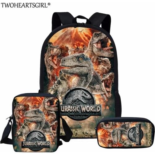 T-rex Dinosaur Print Children School Bag Jurassic World School Bookbags for Teen Boys Kids Backpack 16inch Student Set Mochila